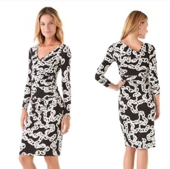 NWT Diane Von Furstenberg Bentley chain print fitted dress - Picture 1 of 10